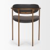 Mercana Parker Charcoal-Brown Leather Seat Gold Metal Dining Chair Back