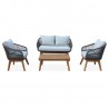 Hospitality Rattan Patio Divers Cove 4-Piece Settee Acacia Wood Set
