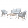 Hospitality Rattan Patio Divers Cove 4-Piece Settee Acacia Wood Set