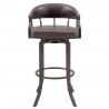 Armen Living Pharaoh Swivel Auburn Bay And Brown Faux Leather Bar Stool - Front