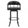 Armen Living Pharaoh Swivel Black Powder Coated And Black Faux Leather Metal Bar Stool 001