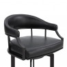 Armen Living Pharaoh Swivel Black Powder Coated And Black Faux Leather Metal Bar Stool 005