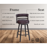 Armen Living Titana Barstool In Auburn Bay Finish With Brown Pu upholstery Legs