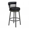 Armen Living Titana Metal Swivel Barstool in Ford Black Pu and Mineral Finish Side