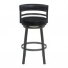 Armen Living Titana Metal Swivel Barstool in Ford Black Pu and Mineral Finish Front