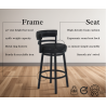 Armen Living Titana Metal Swivel Barstool in Ford Black Pu and Mineral Finish Legs