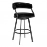 Armen Living Dione 26" Counter Height Barstool in Mineral Finish and Vintage Black Faux Leather