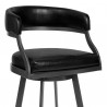 Armen Living Dione 26" Counter Height Barstool in Mineral Finish and Vintage Black Faux Leather Half
