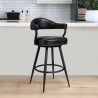 Armen Living Amador 26" Counter Height Barstool in a Black Powder Coated Finish and Vintage Faux Black Leather