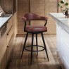 Armen Living Amador 30" Bar Height Barstool in a Black Powder Coated Finish and Vintage Faux Coffee Leather