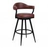 Armen Living Amador 26" Counter Height Barstool in a Black Powder Coated Finish and Vintage Coffee Faux Leather
