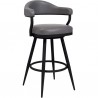 Armen Living Amador 26" Counter Height Barstool in a Black Powder Coated Finish and Vintage Faux Gray Leather