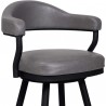 Armen Living Amador 26" Counter Height Barstool in a Black Powder Coated Finish and Vintage Faux Gray Leather
