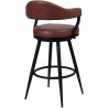 Armen Living Amador 30" Bar Height Barstool in a Black Powder Coated Finish and Vintage Faux Coffee Leather