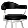 Armen Living Amador 26" Counter Height Barstool in Brushed Stainless Steel and Vintage Black Faux Leather Half