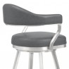 Armen Living Amador 30" Bar Height Barstool in Brushed Stainless Steel and Vintage Gray Faux Leather Half