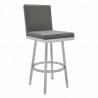 Armen Living Rochester Swivel Modern Metal And Gray Faux Leather Bar And Counter Stool 001