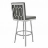 Armen Living Rochester Swivel Modern Metal And Gray Faux Leather Bar And Counter Stool 003