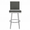 Armen Living Rochester Swivel Modern Metal And Gray Faux Leather Bar And Counter Stool 004