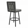 Armen Living Rochester Swivel Modern Black Metal And Grey Faux Leather Barstool 002