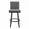 Armen Living Rochester Swivel Modern Black Metal And Grey Faux Leather Barstool 003