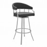 Palmdale Swivel Modern Slate Grey Faux Leather Barstool in Brushed Stainless Steel Finish 01