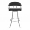 Palmdale Swivel Modern Slate Grey Faux Leather Barstool in Brushed Stainless Steel Finish 03