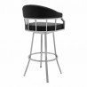 Palmdale Swivel Modern Black Faux Leather Barstool in Brushed Stainless Steel Finish 001
