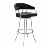 Palmdale Swivel Modern Black Faux Leather Barstool in Brushed Stainless Steel Finish 002