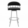 Palmdale Swivel Modern Black Faux Leather Barstool in Brushed Stainless Steel Finish 003