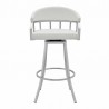 Palmdale Swivel Modern White Faux Leather Barstool in Brushed Stainless Steel Finish 02