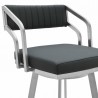 Armen Living Scranton Swivel Modern Brushed Stainless Steel and Slate Grey Faux Leather Barstool