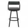 Armen Living Scranton Swivel Modern Black Metal and Slate Grey Faux Leather Barstool Back