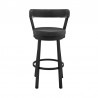 Armen Living Kobe Counter Height Swivel Bar Stool in Black Finish and Black Faux Leather Front