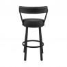 Armen Living Kobe Counter Height Swivel Bar Stool in Black Finish and Black Faux Leather Back