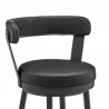 Armen Living Kobe Counter Height Swivel Bar Stool in Black Finish and Black Faux Leather Half Front
