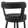 Armen Living Kobe Counter Height Swivel Bar Stool in Black Finish and Black Faux Leather Half Back
