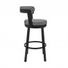 Armen Living Kobe Counter Height Swivel Bar Stool in Black Finish and Gray Faux Leather Side