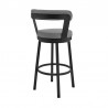 Armen Living Kobe Counter Height Swivel Bar Stool in Black Finish and Gray Faux Leather Back