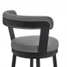 Armen Living Kobe Counter Height Swivel Bar Stool in Black Finish and Gray Faux Leather Half Back