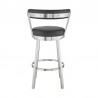 Armen Living Kobe Swivel Bar Stool in Brushed Stainless Steel Finish and Black Faux Leather Back