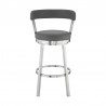 Armen Living Kobe Swivel Bar Stool in Brushed Stainless Steel Finish and Gray Faux Leather Back