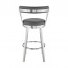 Armen Living Kobe Swivel Bar Stool in Brushed Stainless Steel Finish and Gray Faux Leather Back