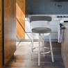 Armen Living Kobe Swivel Bar Stool in Brushed Stainless Steel Finish and Gray Faux Leather