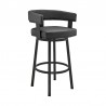 Cohen Counter Height Swivel Bar Stool in Black Finish and Black Faux Leather 001