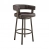 Armen Living Cohen Counter Height Swivel Bar Stool In Java Brown Finish And Chocolate Faux Leather 001