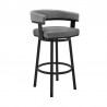 Cohen Counter Height Swivel Bar Stool in Black Finish and Gray Faux Leather 001