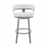 Armen Living Cohen Counter Height Swivel Bar Stool In Silver Finish With White Faux Leather  004