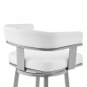 Armen Living Cohen Counter Height Swivel Bar Stool In Silver Finish With White Faux Leather  007