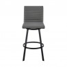 Armen Living Jermaine 26" Counter Height Swivel Bar Stool in Matt Black Finish with Gray Faux Leather Front